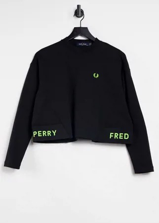 Черный свитшот с вышивкой Fred Perry-Черный цвет