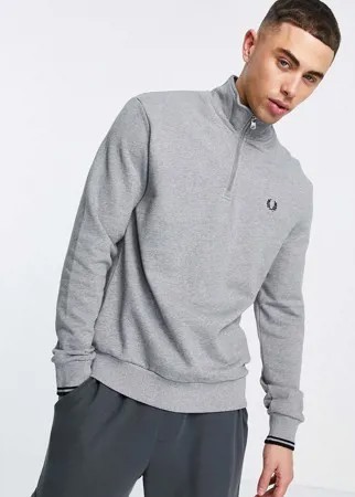 Серый свитшот с молнией 1/4 Fred Perry