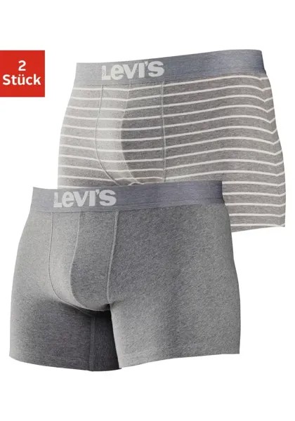 Боксеры Levi's (2 шт.) с эластичным поясом с логотипом Levi's, цвет Grau-Meliert, Gestreift
