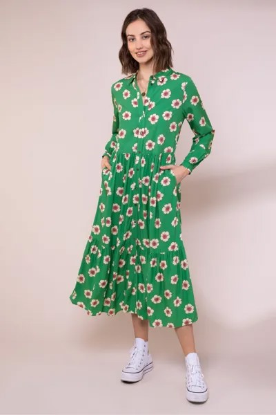 Зеленое платье-рубашка миди Posy Ecovero Anorak, зеленый