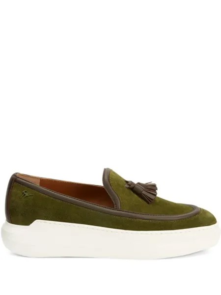 Giuseppe Zanotti лоферы Conley с кисточками, зеленый