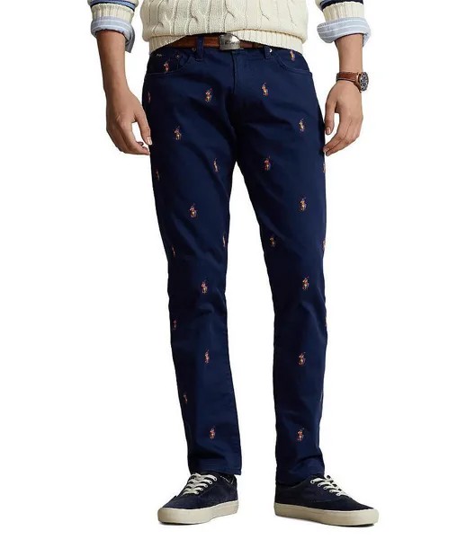 Джинсы узкого кроя с рисунком пони Polo Ralph Lauren Maines Sullivan, синий