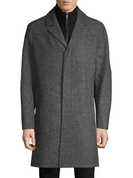 Классическое пальто с лацканами 2-в-1 Cole Haan, цвет Heather Graphite