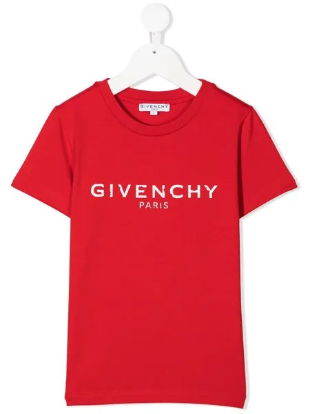 Givenchy Kids футболка с логотипом и эффектом потертости