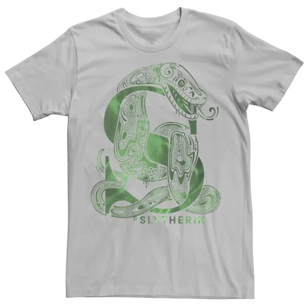 Мужская футболка с логотипом зеленого завершения «Дары смерти 2 Слизерин» «Гарри Поттер» Licensed Character, серебристый