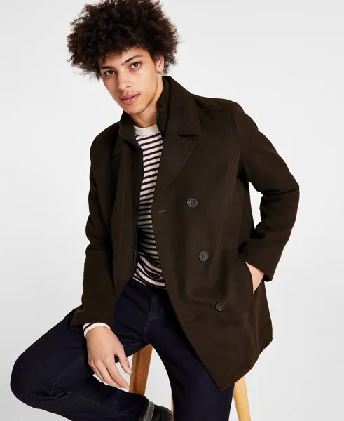 Мужской двубортный бушлат из смесовой шерсти с нагрудником Kenneth Cole