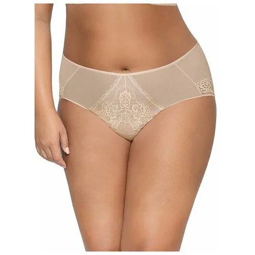 Трусы слипы Ava Lingerie, средняя посадка, кружевные, размер XXXL, бежевый