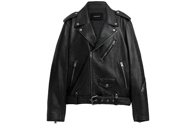 COACH Мужская кожаная куртка, цвет Black