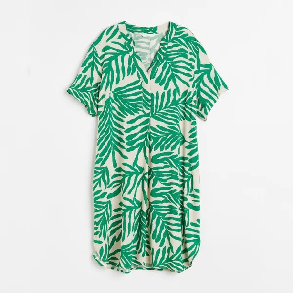 Туника H&M V-neck Leaf-Patterned, зеленый