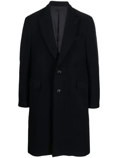 Lardini однобортное пальто из смесовой шерсти, синий