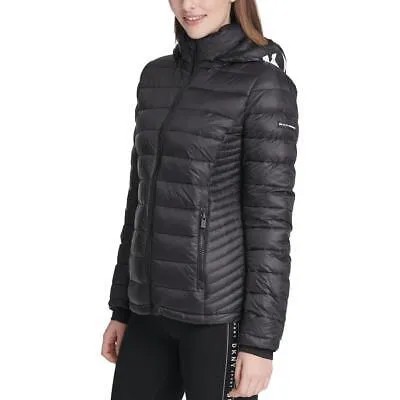 Женская черная стеганая куртка-пуховик с логотипом DKNY Sport S BHFO 0231