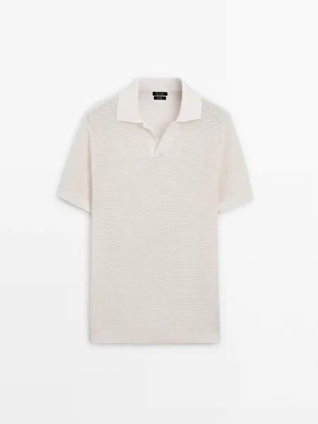 Рубашка поло Massimo Dutti Short Sleeve Textured Knit, светло-серый