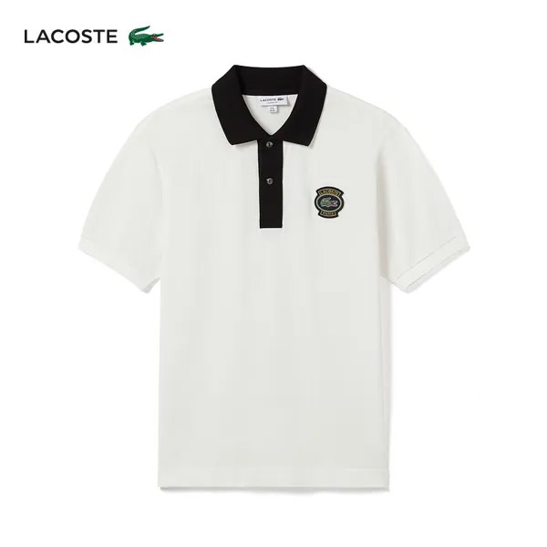 Футболка мужская Lacoste с короткими рукавами и цветными блоками, темно-синий
