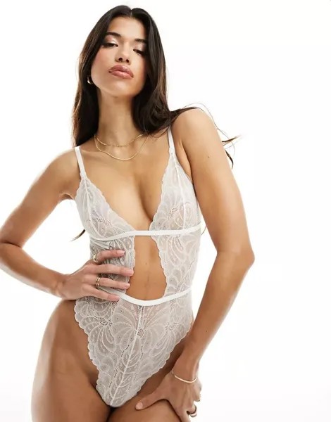 Белое мягкое кружевное боди ASOS Sienna