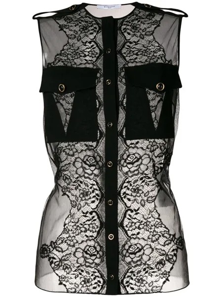 Givenchy блузка без рукавов с кружевной панелью