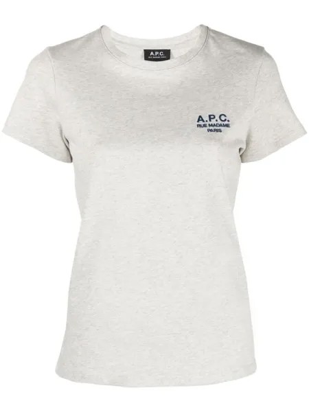 A.P.C. футболка с вышитым логотипом, серый