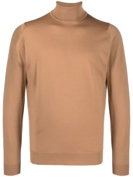 John Smedley шерстяной джемпер Richards с высоким воротником, коричневый