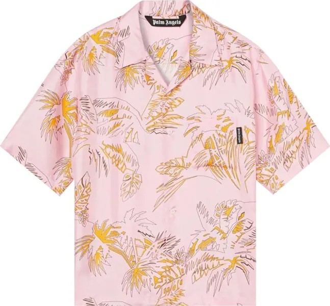Рубашка Palm Angels Abstract Palms Bowling Shirt 'Pink/Gold', розовый