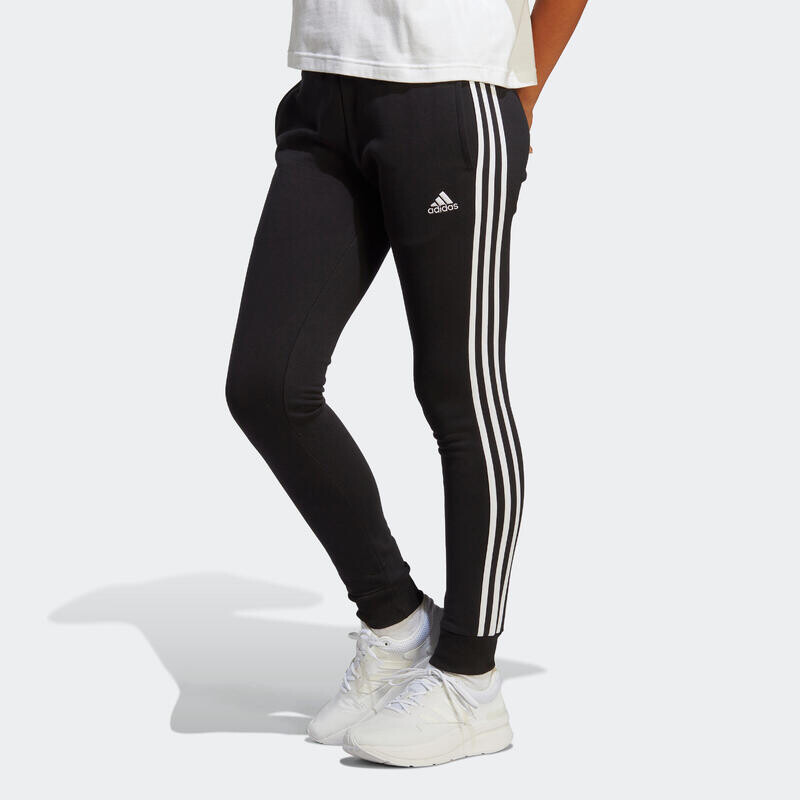 Брюки спортивные Adidas женские - черные с цветочным принтом