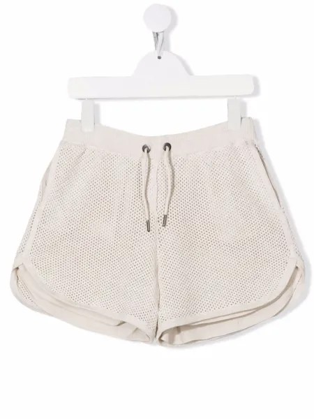 Brunello Cucinelli Kids шорты с кулиской и перфорацией