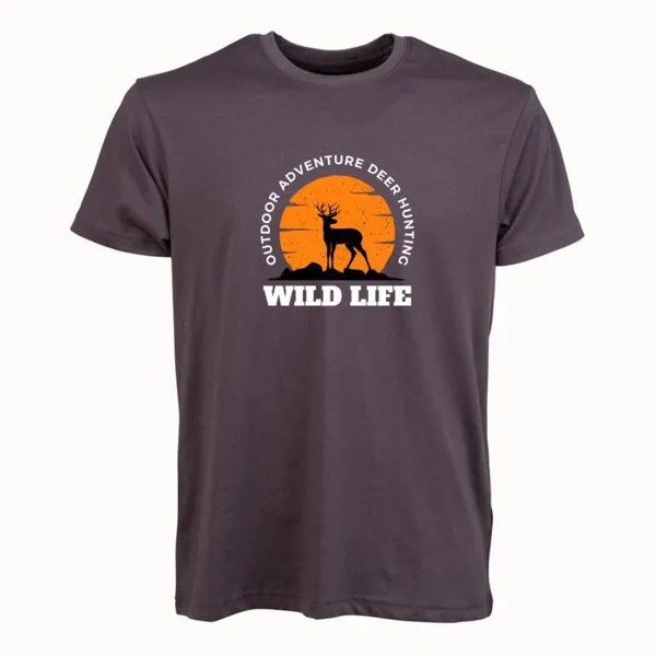 Мужская охотничья футболка Passion Morena Wild Life антрацитовый олень PASION MORENA, цвет gris