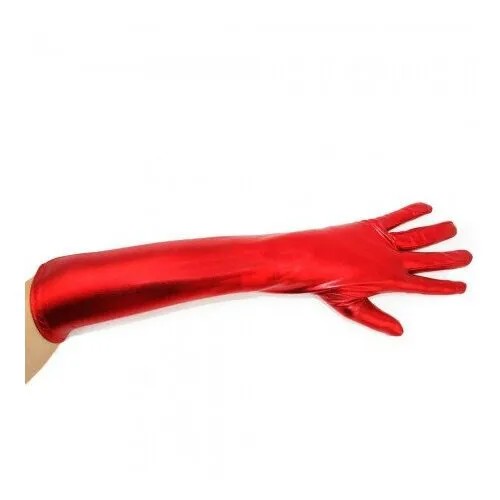Перчатки карнавальные, дамские (длинные), красный металлик