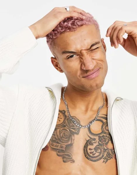 Серебристое ожерелье-цепочка из нержавеющей стали толщиной 8 мм ASOS DESIGN-Серебристый