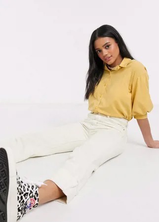 Блузка горчичного цвета с пышными рукавами Monki-Желтый