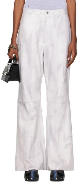 Эксклюзивные белые кожаные брюки SSENSE Acne Studios