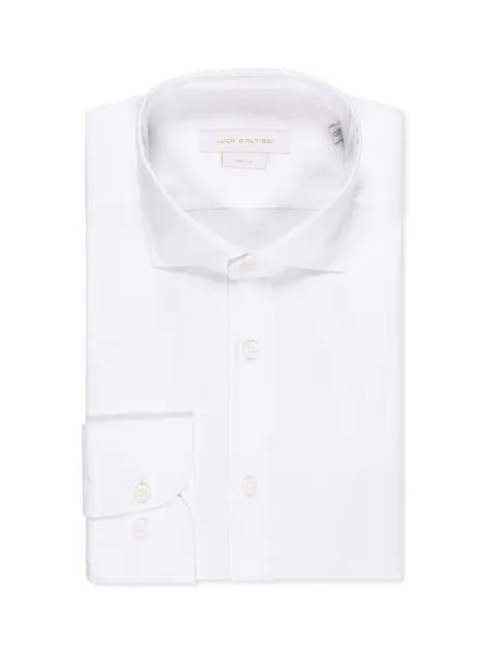 Рубашка приталенного кроя из чистого хлопка Luca D'Altieri, белый
