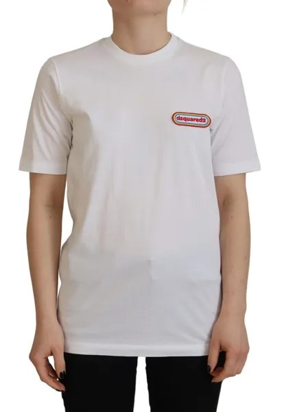 Футболка DSQUARED2, белая футболка с круглым вырезом и нашивкой-логотипом, с короткими рукавами IT38/US4/XS 300 долларов США