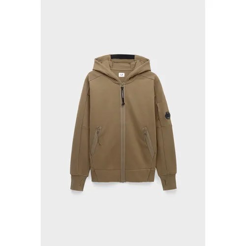 Худи C.P. Company diagonal raised fleece zipped lens hoodie, размер 52, коричневый