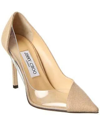 Jimmy Choo Cass 95 Женские туфли-лодочки из льна и винила