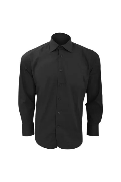 Приталенная рабочая рубашка с длинными рукавами Brighton SOL'S, черный