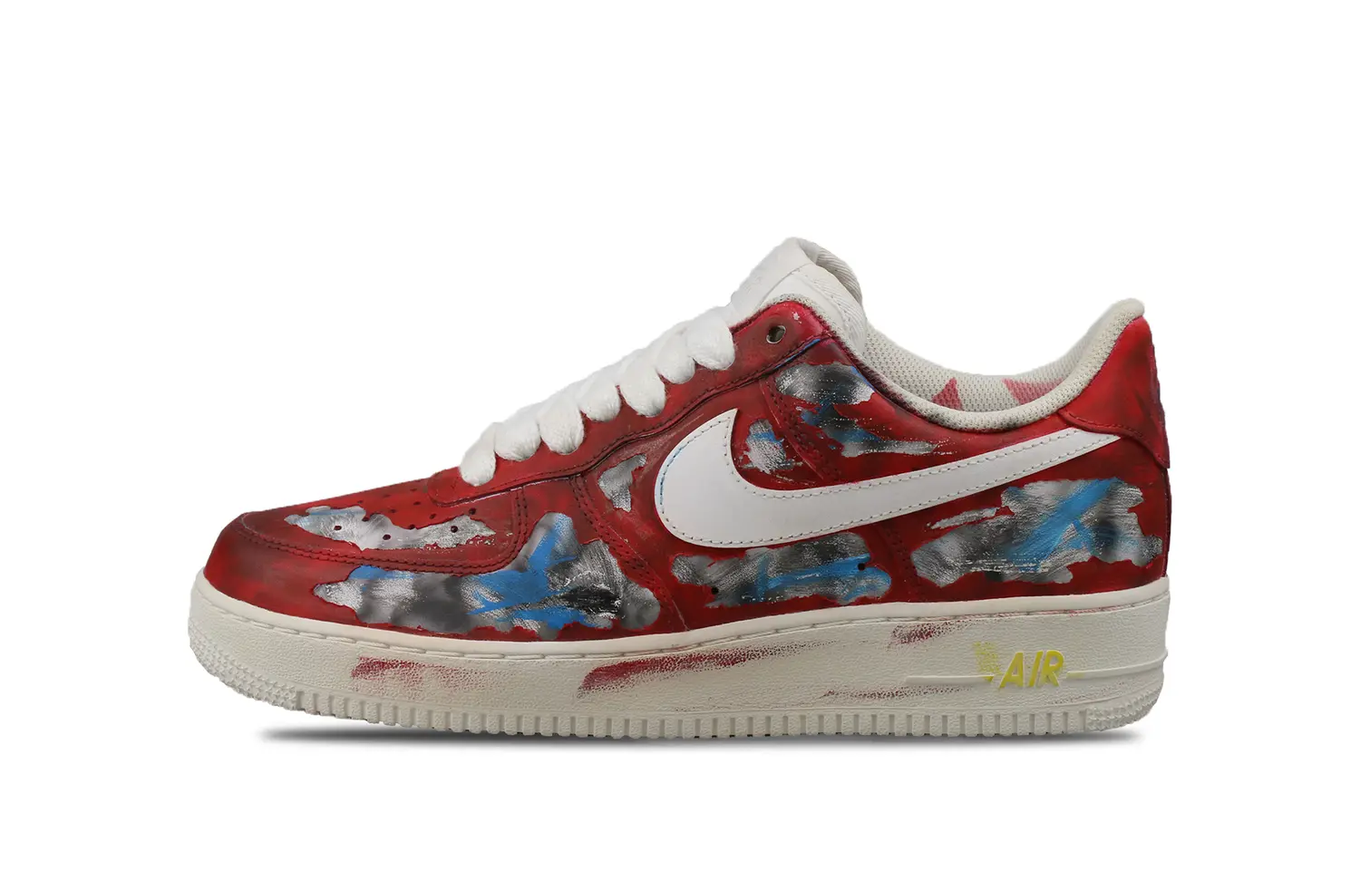 Кроссовки Nike Air Force 1 Skateboarding Shoes Unisex Low-top Red/Black/Blue, темно-красный
