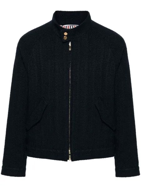 Thom Browne твидовый бомбер с полосками RWB, синий