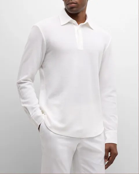 Мужская рубашка поло из хлопкового джерси пике ZEGNA, цвет White