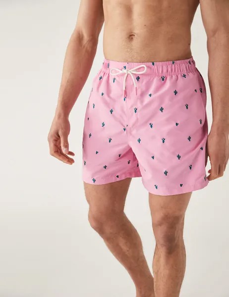 Быстросохнущие шорты для плавания с вышивкой Marks & Spencer, розовый