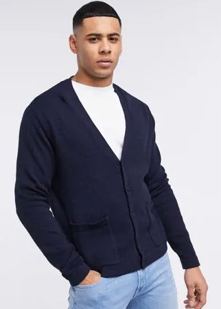 Темно-синий фактурный кардиган на пуговицах ASOS DESIGN