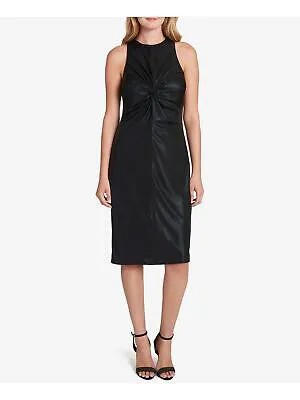 TAHARI Женское черное вечернее платье-футляр без рукавов до колена с узлом спереди 8