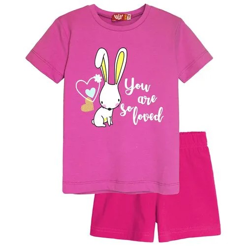 91146 Комплект (футболка-шорты) для девочки розовый_фуксия, размер 128-64_Let's Go