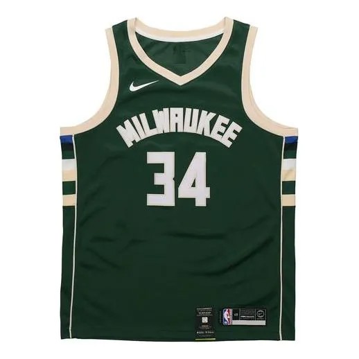 Футболка баскетбольная майка жилет nba sports sw fan edition milwaukee bucks alphabet 34 Nike, зеленый