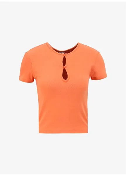 Однотонная оранжевая женская футболка с круглым вырезом TS1240070208127 Twist, оранжевый