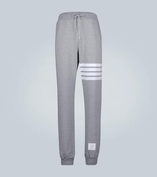 Хлопковые спортивные штаны с полосками 4-Bar Thom Browne, серый