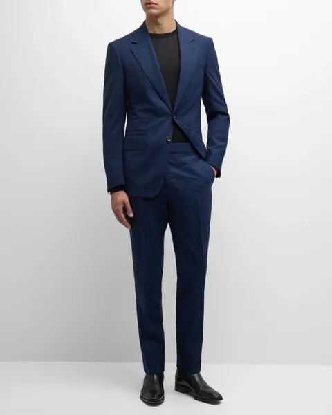 Мужской костюм-мулине Shelton в клетку TOM FORD, цвет Ink Blue