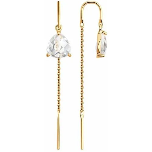 Серьги цепочки Diamant online, золото, 585 проба, горный хрусталь, длина 5 см