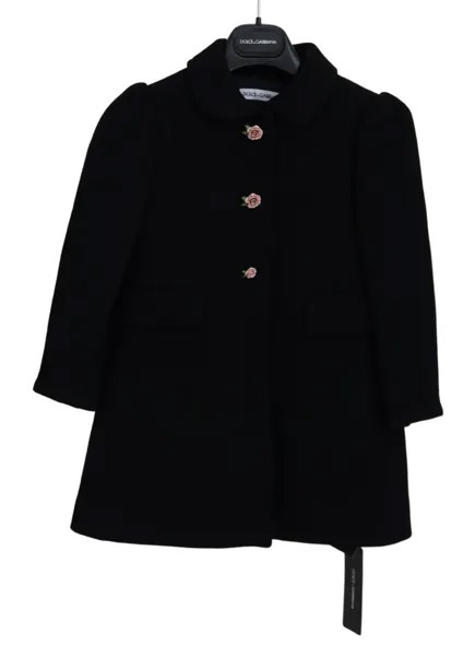 DOLCE - GABBANA Детское пальто черного цвета с шерстяным воротником и длинными рукавами s. Тег 5 лет 930долл.