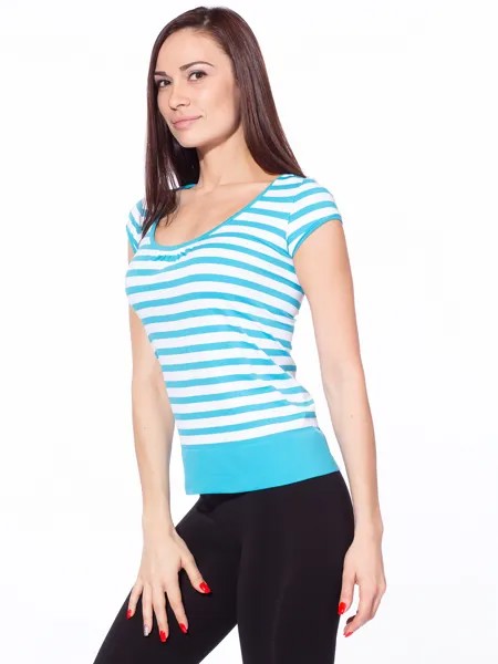 Футболка женская Gatta TEE DONNA STRIPES белая; бирюзовая M