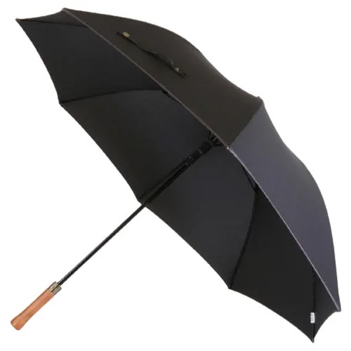 Зонт-трость TRUST, полуавтомат, 2 сложения, купол 135 см, 8 спиц, деревянная ручка, система «антиветер», для мужчин, черный