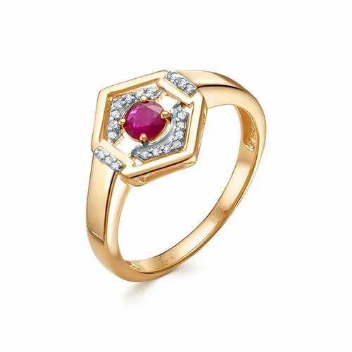 Кольцо Vesna jewelry, красное золото, 585 проба, родирование, рубин, размер 17, красный